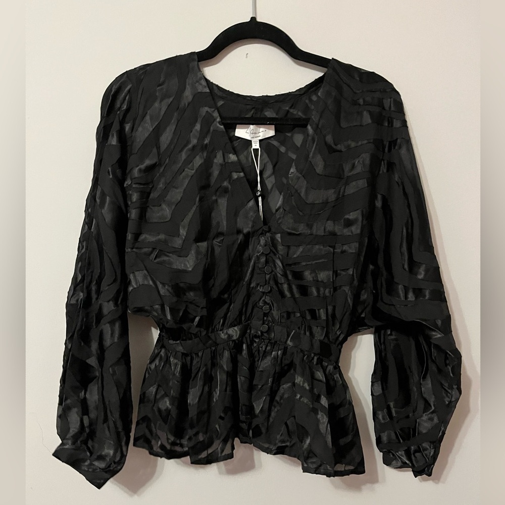 LACADEMIE Elegant NWT Black Women's Sheer Top Size XS